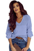 Eyelet Pattern Detail V Neck Drop Shoulder Sweater